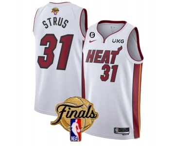 Men's Miami Heat #31 Max Strus White 2023 Finals Association Edition With NO.6 Patch Stitched Basketball Jersey