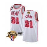 Men's Miami Heat #31 Max Strus White 2023 Finals Classic Edition With NO.6 Patch Stitched Basketball Jersey