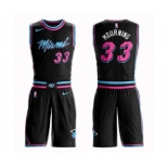 Men's Miami Heat #33 Alonzo Mourning Authentic Black Basketball Suit Jersey - City Edition