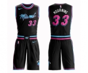 Men's Miami Heat #33 Alonzo Mourning Authentic Black Basketball Suit Jersey - City Edition