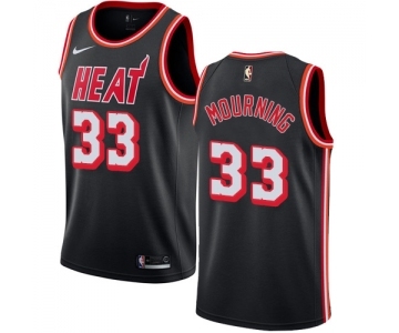 Men's Miami Heat #33 Alonzo Mourning Authentic Black Black Fashion Hardwood Classics Basketball Jersey