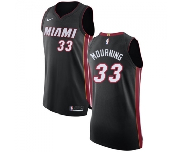 Men's Miami Heat #33 Alonzo Mourning Authentic Black Road Basketball Jersey - Icon Edition