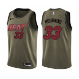 Men's Miami Heat #33 Alonzo Mourning Swingman Green Salute to Service Basketball Jersey