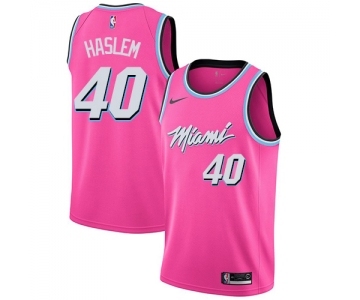 Men's Miami Heat #40 Udonis Haslem Pink Swingman Jersey - Earned Edition