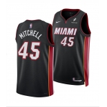 Men's Miami Heat #45 Davion Mitchell Black 2025 Icon Edition Swingman Stitched Basketball Jersey