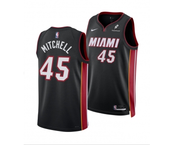 Men's Miami Heat #45 Davion Mitchell Black 2025 Icon Edition Swingman Stitched Basketball Jersey