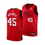 Men's Miami Heat #45 Davion Mitchell Red 2025 City Edition Stitched Basketball Jersey