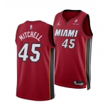 Men's Miami Heat #45 Davion Mitchell Red 2025 Statement Edition Swingman Stitched Basketball Jersey