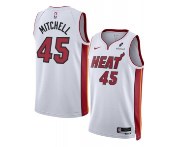 Men's Miami Heat #45 Davion Mitchell White 2025 Association Edition Swingman Stitched Basketball Jersey