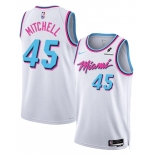 Men's Miami Heat #45 Davion Mitchell White 2025 City Edition Stitched Basketball Jersey