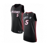 Men's Miami Heat #5 Derrick Jones Jr Authentic Black Basketball Jersey - Icon Edition