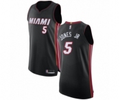 Men's Miami Heat #5 Derrick Jones Jr Authentic Black Basketball Jersey - Icon Edition