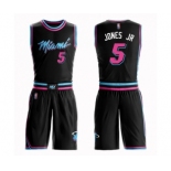 Men's Miami Heat #5 Derrick Jones Jr Authentic Black Basketball Suit Jersey - City Edition