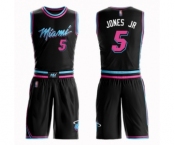 Men's Miami Heat #5 Derrick Jones Jr Authentic Black Basketball Suit Jersey - City Edition