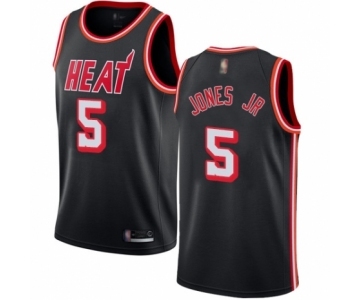 Men's Miami Heat #5 Derrick Jones Jr Authentic Black Fashion Hardwood Classics Basketball Jersey