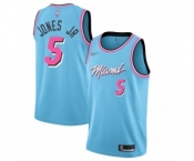 Men's Miami Heat #5 Derrick Jones Jr Authentic Blue Basketball Jersey - 2019-20 City Edition