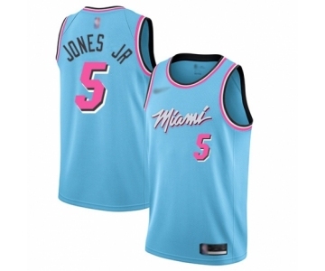 Men's Miami Heat #5 Derrick Jones Jr Authentic Blue Basketball Jersey - 2019-20 City Edition