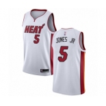 Men's Miami Heat #5 Derrick Jones Jr Authentic White Basketball Jersey - Association Edition