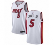 Men's Miami Heat #5 Derrick Jones Jr Authentic White Basketball Jersey - Association Edition