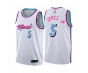 Men's Miami Heat #5 Derrick Jones Jr Authentic White Basketball Jersey - City Edition