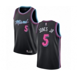 Men's Miami Heat #5 Derrick Jones Jr Swingman Black Basketball Jersey - City Edition