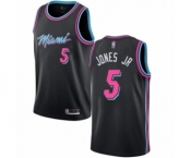 Men's Miami Heat #5 Derrick Jones Jr Swingman Black Basketball Jersey - City Edition