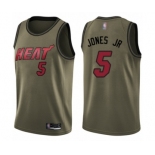 Men's Miami Heat #5 Derrick Jones Jr Swingman Green Salute to Service Basketball Jersey