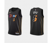 Men's Miami Heat #5 Nikola Jovic 2022 Black City Edition 75th Anniversary Stitched Basketball Jersey