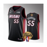 Men's Miami Heat #55 Duncan Robinson Black 2023 Finals Icon Edition With NO.6 Patch Stitched Basketball Jersey