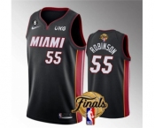 Men's Miami Heat #55 Duncan Robinson Black 2023 Finals Icon Edition With NO.6 Patch Stitched Basketball Jersey