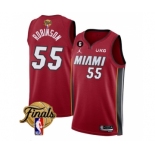 Men's Miami Heat #55 Duncan Robinson Red 2023 Finals Statement Edition With NO.6 Patch Stitched Basketball Jersey