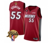 Men's Miami Heat #55 Duncan Robinson Red 2023 Finals Statement Edition With NO.6 Patch Stitched Basketball Jersey