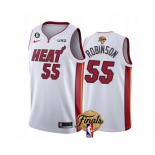 Men's Miami Heat #55 Duncan Robinson White 2023 Finals Association Edition With NO.6 Patch Stitched Basketball Jersey