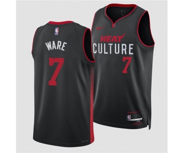 Men's Miami Heat #7 Kel'el Were Black 2024 Draft City Edition Stitched Basketball Jersey