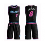 Men's Miami Heat #8 Tyler Johnson Authentic Black Basketball Suit Jersey - City Edition