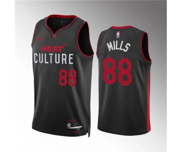 Men's Miami Heat #88 Patrick Mills Black 2023-24 City Edition Stitched Basketball Jersey