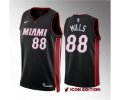 Men's Miami Heat #88 Patrick Mills Black Icon Edition Stitched Basketball Jersey