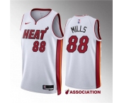 Men's Miami Heat #88 Patrick Mills White Association Edition Stitched Basketball Jersey