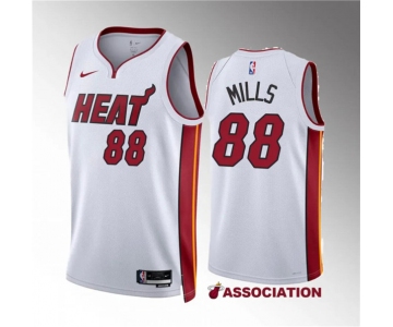 Men's Miami Heat #88 Patrick Mills White Association Edition Stitched Basketball Jersey