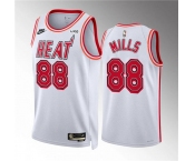 Men's Miami Heat #88 Patrick Mills White Classic Edition Stitched Basketball Jersey