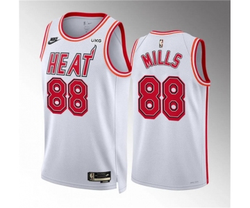 Men's Miami Heat #88 Patrick Mills White Classic Edition Stitched Basketball Jersey