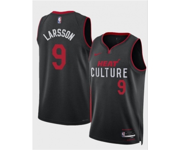 Men's Miami Heat #9 Pelle Larsson Black 2024 Draft City Edition Stitched Basketball Jersey