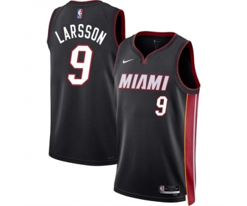 Men's Miami Heat #9 Pelle Larsson Black 2024 Draft Icon Edition Stitched Basketball Jersey