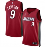 Men's Miami Heat #9 Pelle Larsson Red 2024 Draft Statement Edition Stitched Basketball Jersey