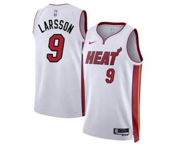 Men's Miami Heat #9 Pelle Larsson White 2024 Draft Association Edition Stitched Basketball Jersey