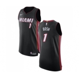 Men's Nike Miami Heat #1 Chris Bosh Authentic Black Road NBA Jersey - Icon Edition