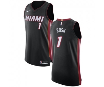 Men's Nike Miami Heat #1 Chris Bosh Authentic Black Road NBA Jersey - Icon Edition