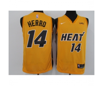 Men's Nike Miami Heat #14 Tyler Herro Yellow Swingman Basketball Jersey