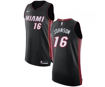 Men's Nike Miami Heat #16 James Johnson Authentic Black Road NBA Jersey - Icon Edition