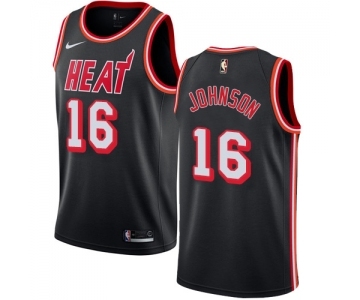 Men's Nike Miami Heat #16 James Johnson Swingman Black Black Fashion Hardwood Classics NBA Jersey